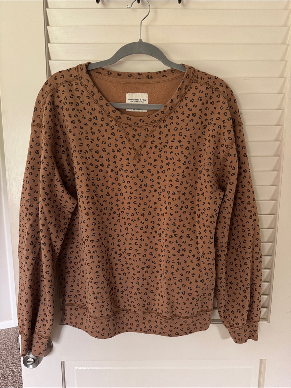 Abercrombie & Fitch Brown Crewneck with Black Micro Print
